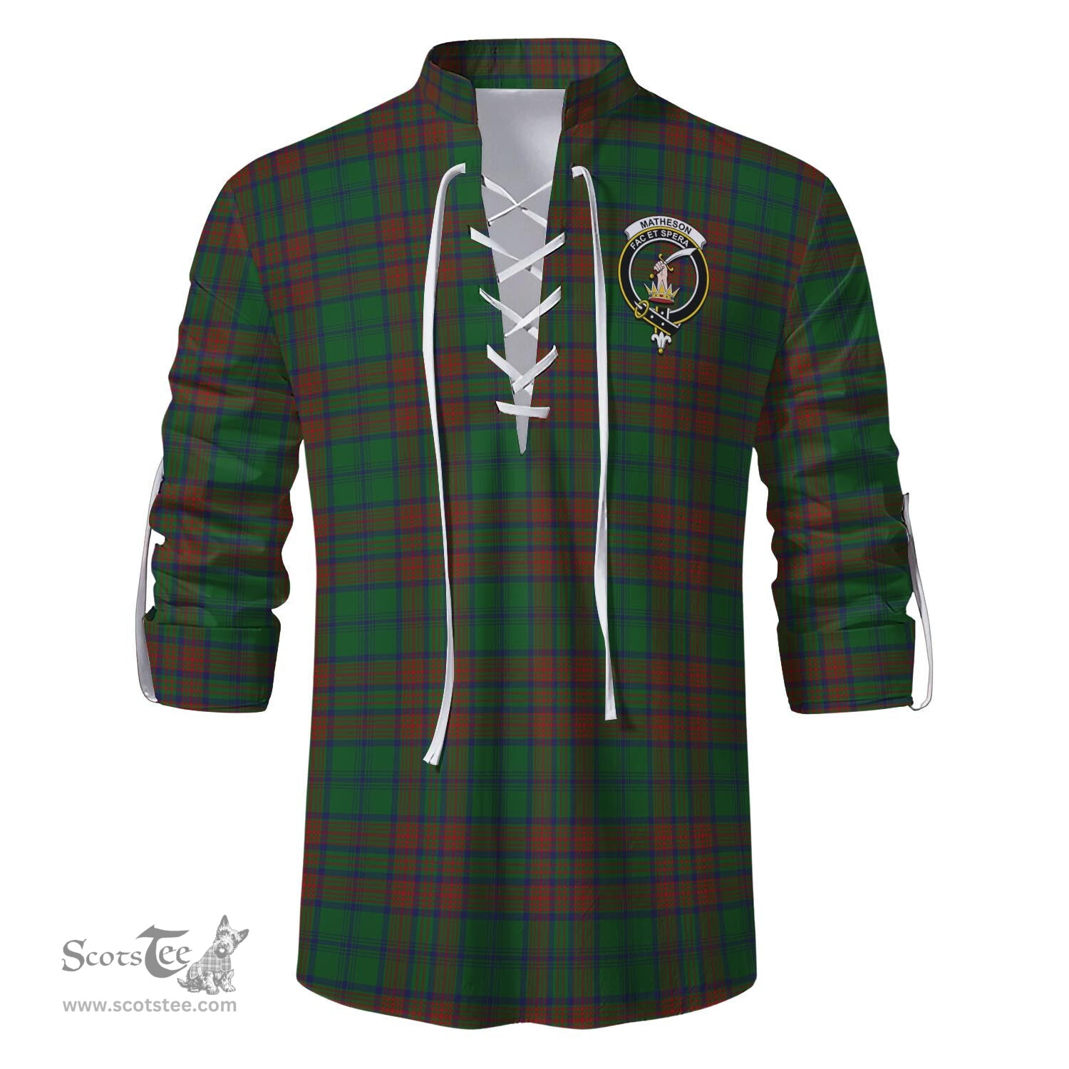 ScotsTee Shop Scottish Matheson Hunting Highland Clan Crest Tartan Mens Scottish Jacobite Ghillie Casual Shirt
