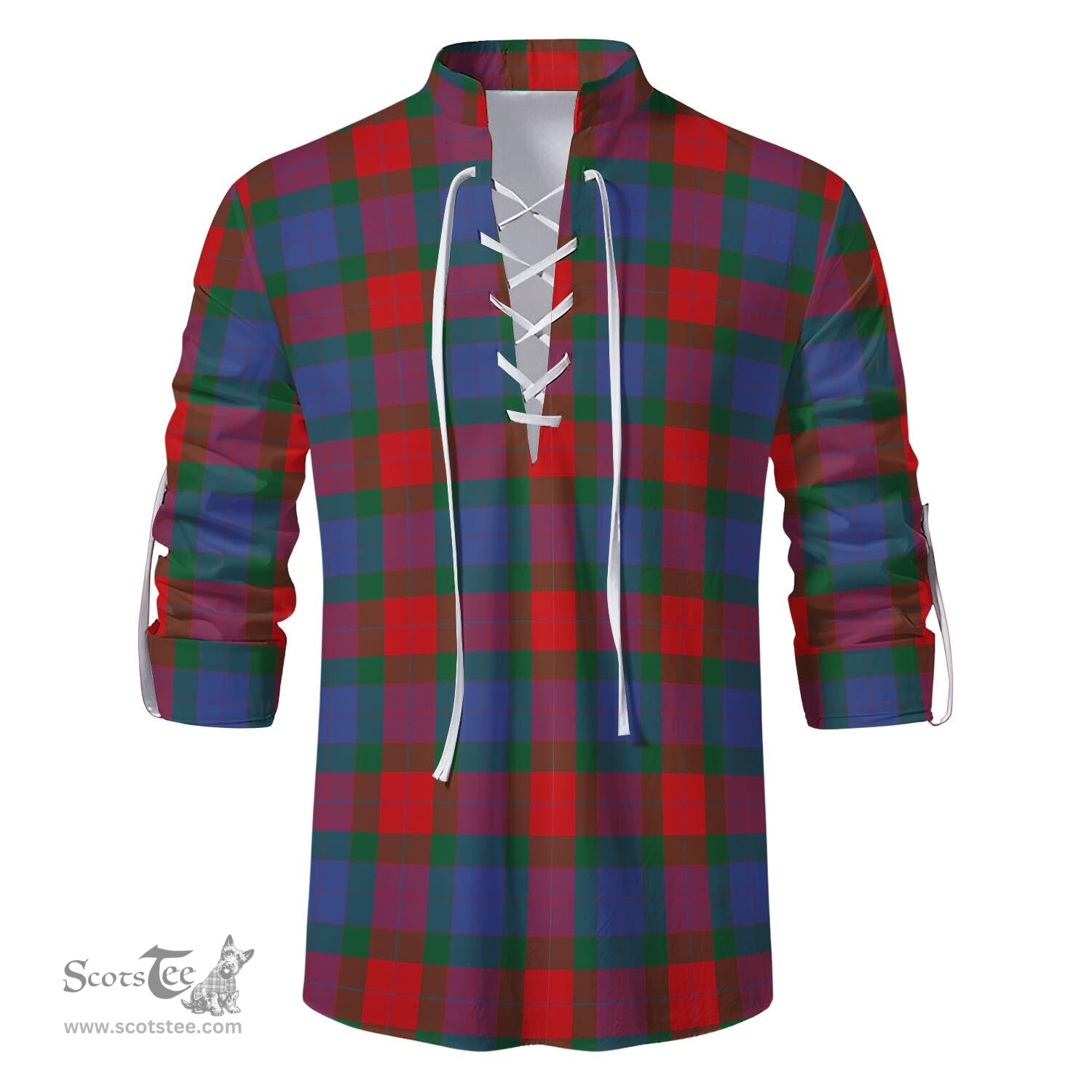 ScotsTee Shop Scottish Mar Clan Tartan Mens Scottish Jacobite Ghillie Casual Shirt