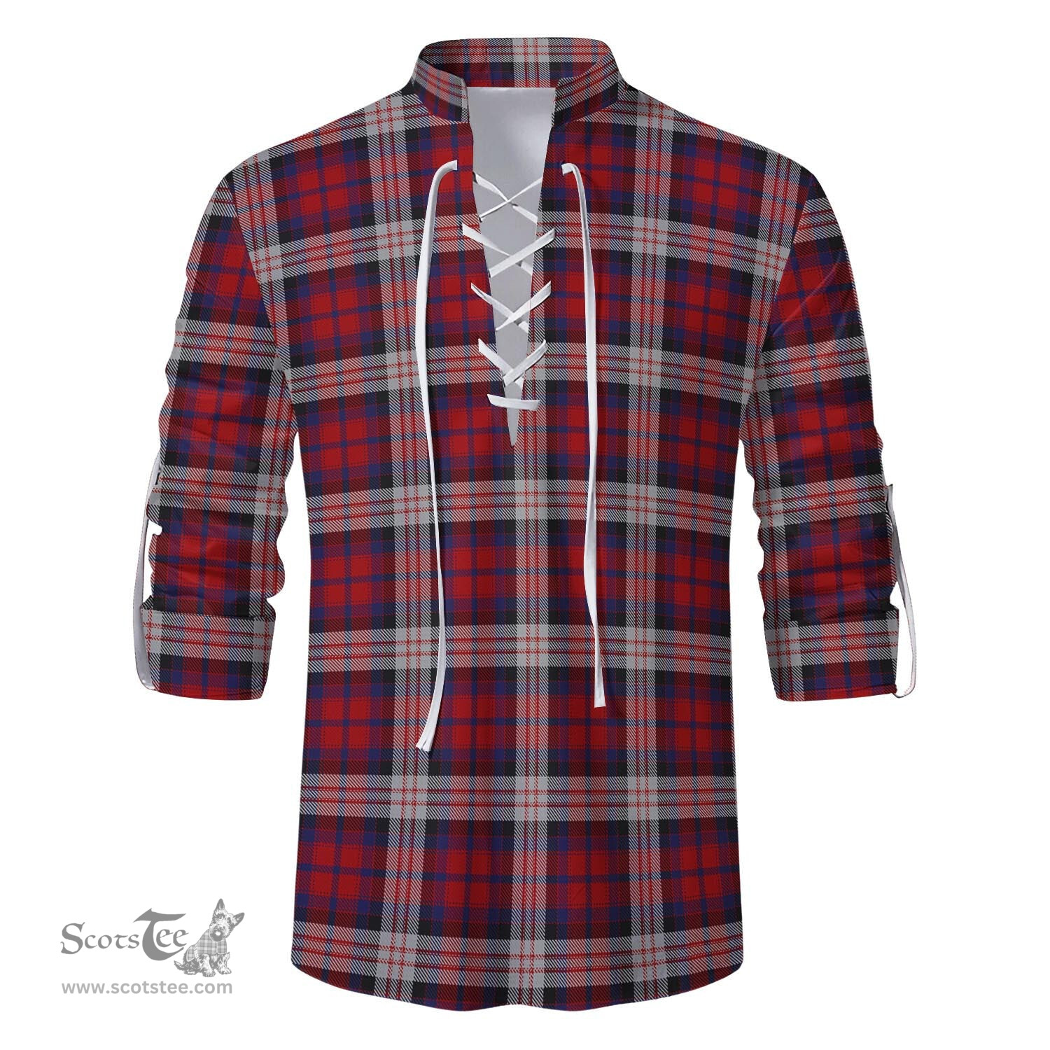 ScotsTee Shop Scottish MacDonald Dress Irish Clan Tartan Mens Scottish Jacobite Ghillie Casual Shirt