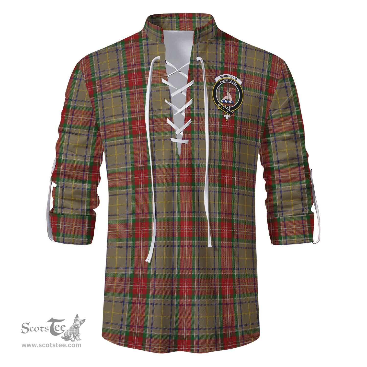 ScotsTee Shop Scottish Muirhead Old Clan Crest Tartan Mens Scottish Jacobite Ghillie Casual Shirt
