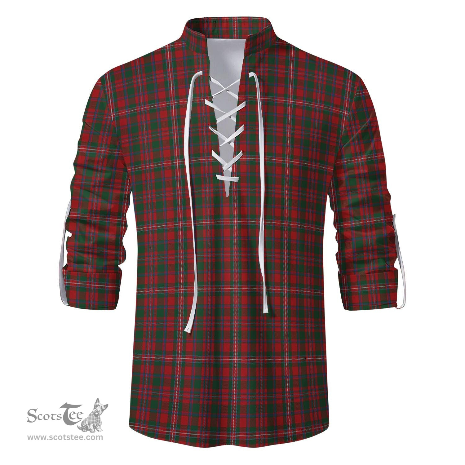 ScotsTee Shop Scottish MacKinnon Clan Tartan Mens Scottish Jacobite Ghillie Casual Shirt