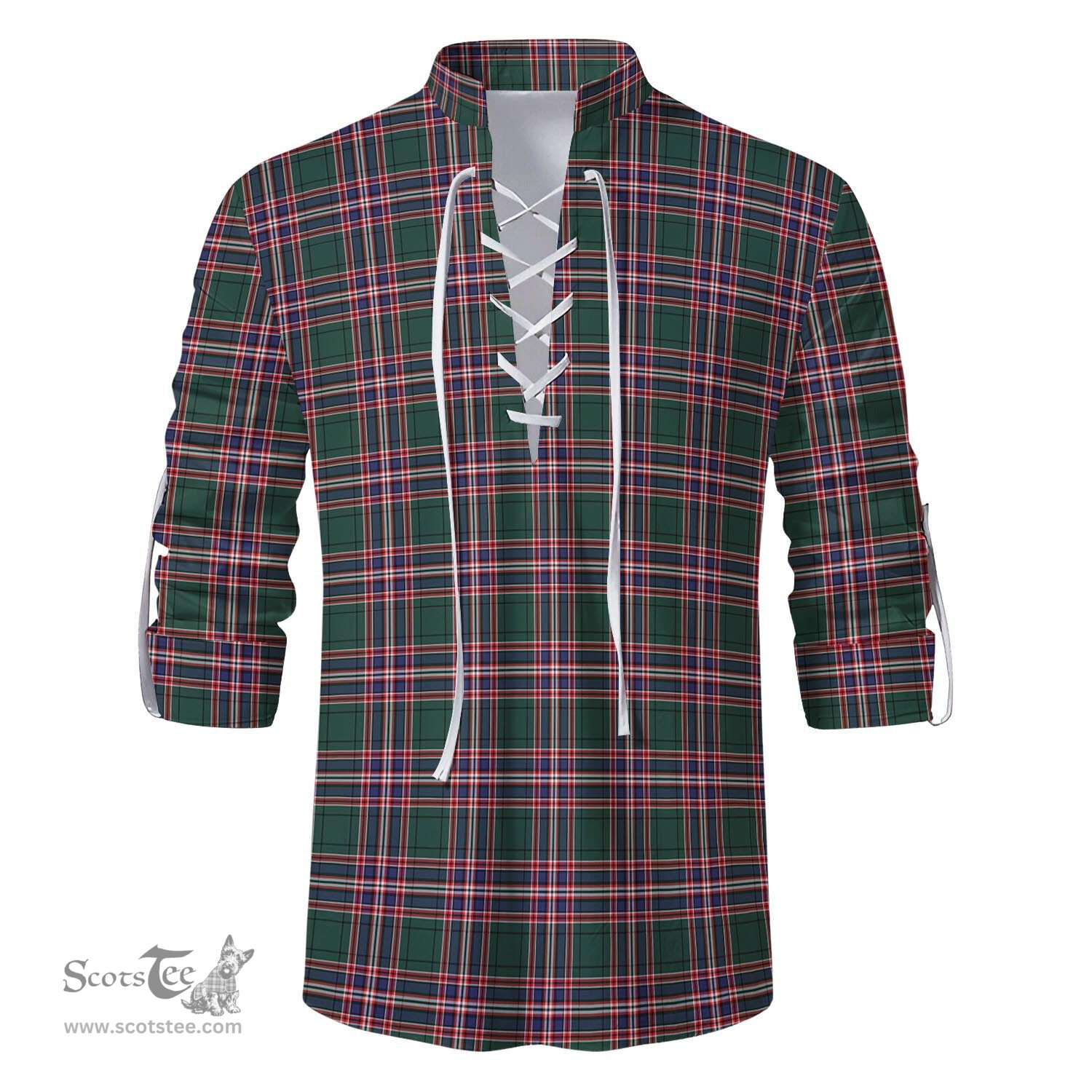 ScotsTee Shop Scottish MacFarlane Hunting Modern Clan Tartan Mens Scottish Jacobite Ghillie Casual Shirt