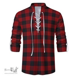 ScotsTee Shop Scottish Rob Roy Macgregor Clan Tartan Mens Scottish Jacobite Ghillie Casual Shirt