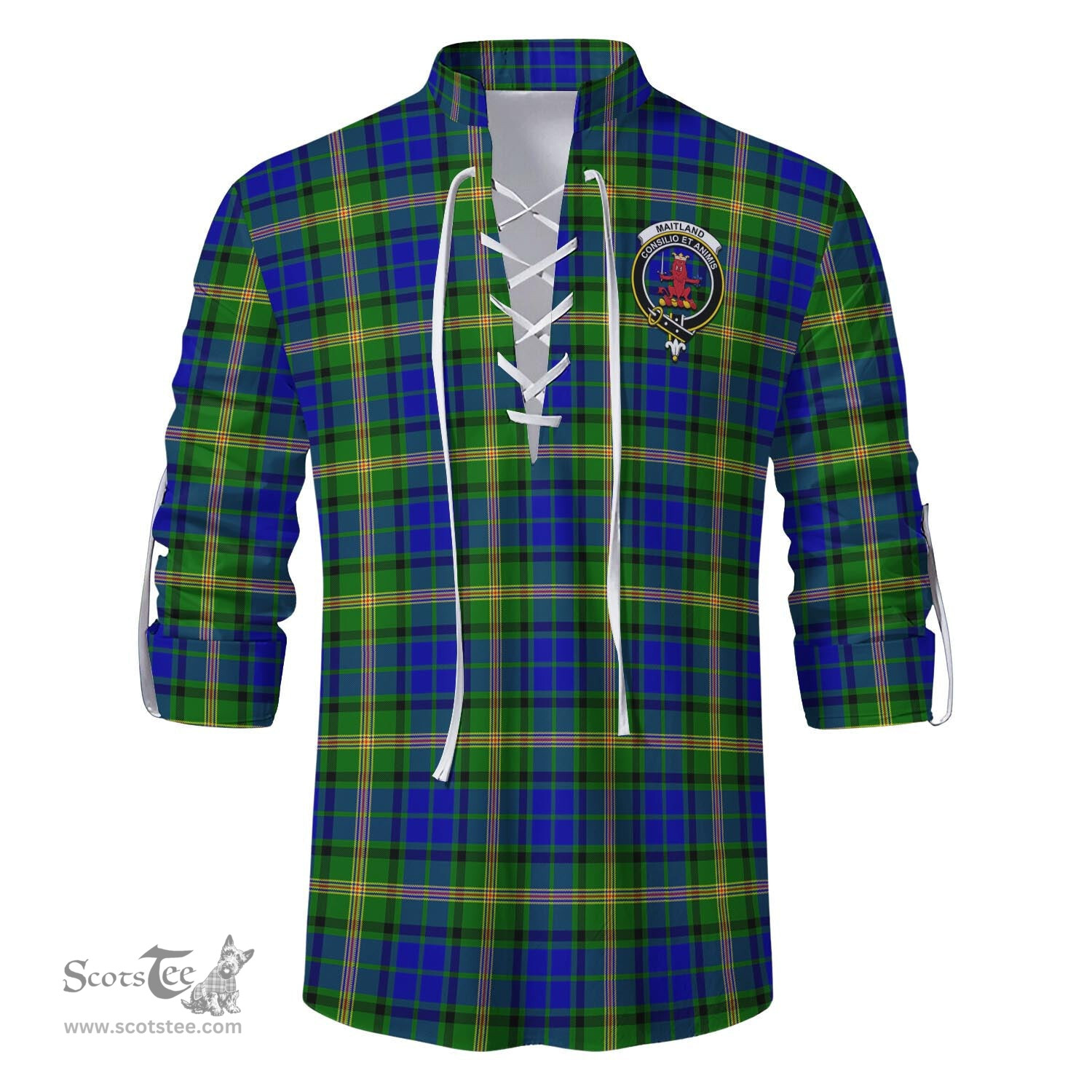 ScotsTee Shop Scottish Maitland Clan Crest Tartan Mens Scottish Jacobite Ghillie Casual Shirt