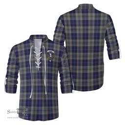 ScotsTee Shop Scottish Napier Clan Crest Tartan Mens Scottish Jacobite Ghillie Casual Shirt