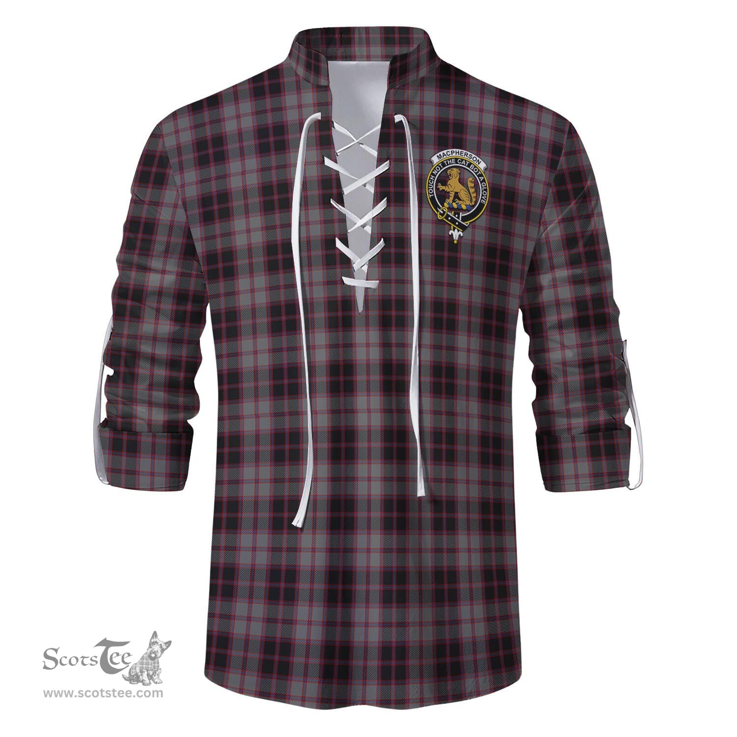ScotsTee Shop Scottish MacPherson Hunting Clan Crest Tartan Mens Scottish Jacobite Ghillie Casual Shirt
