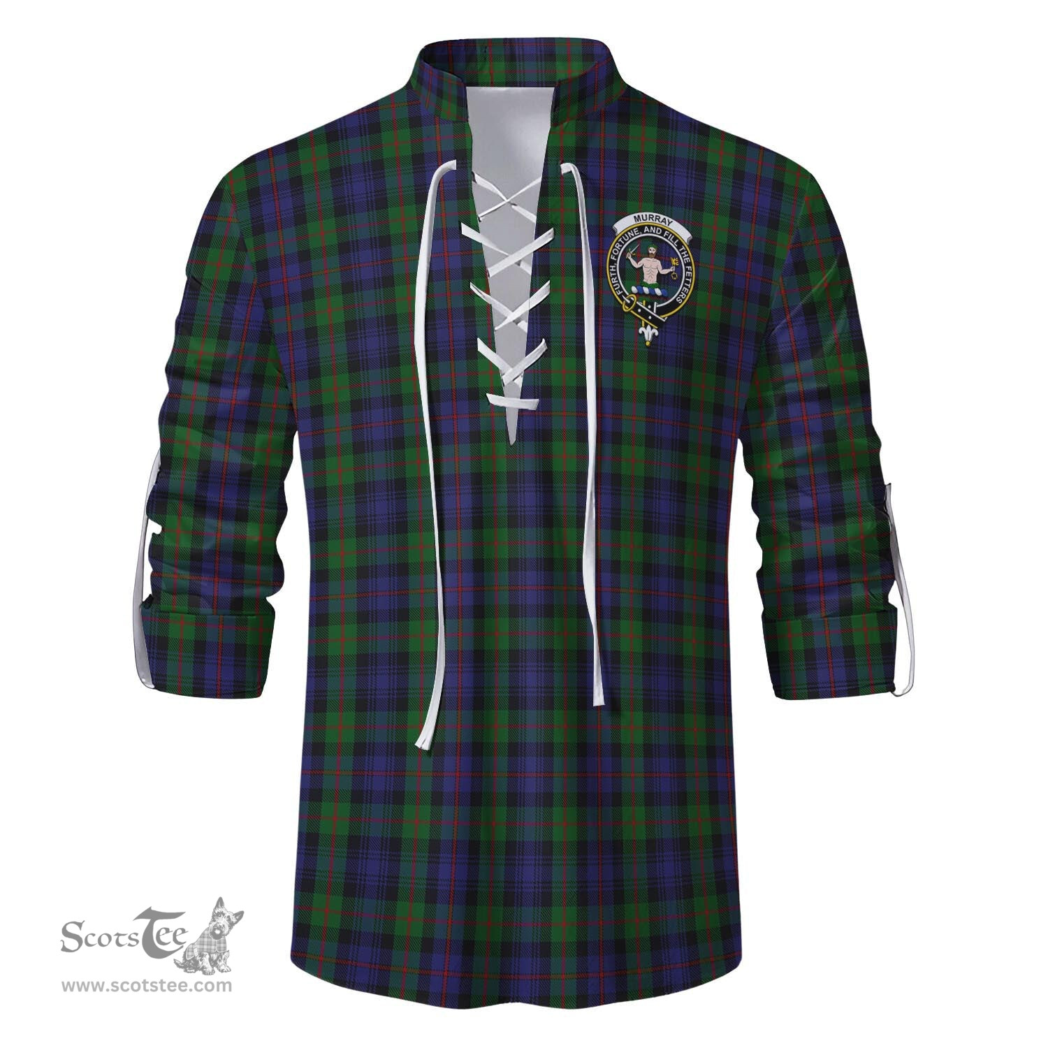 ScotsTee Shop Scottish Murray of Atholl Clan Crest Tartan Mens Scottish Jacobite Ghillie Casual Shirt