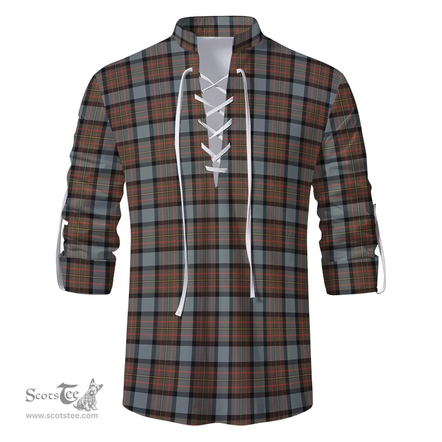 ScotsTee Shop Scottish MacLaren Weathered Clan Tartan Mens Scottish Jacobite Ghillie Casual Shirt