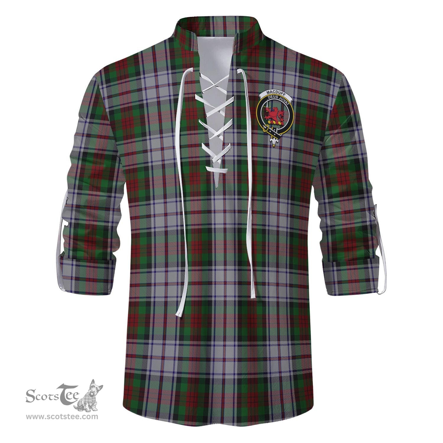 ScotsTee Shop Scottish MacDuff Dress Clan Crest Tartan Mens Scottish Jacobite Ghillie Casual Shirt