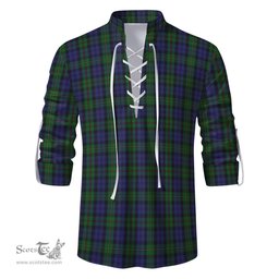 ScotsTee Shop Scottish MacEwan Clan Tartan Mens Scottish Jacobite Ghillie Casual Shirt