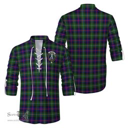 ScotsTee Shop Scottish Malcolm Clan Crest Tartan Mens Scottish Jacobite Ghillie Casual Shirt