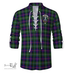 ScotsTee Shop Scottish Malcolm Clan Crest Tartan Mens Scottish Jacobite Ghillie Casual Shirt