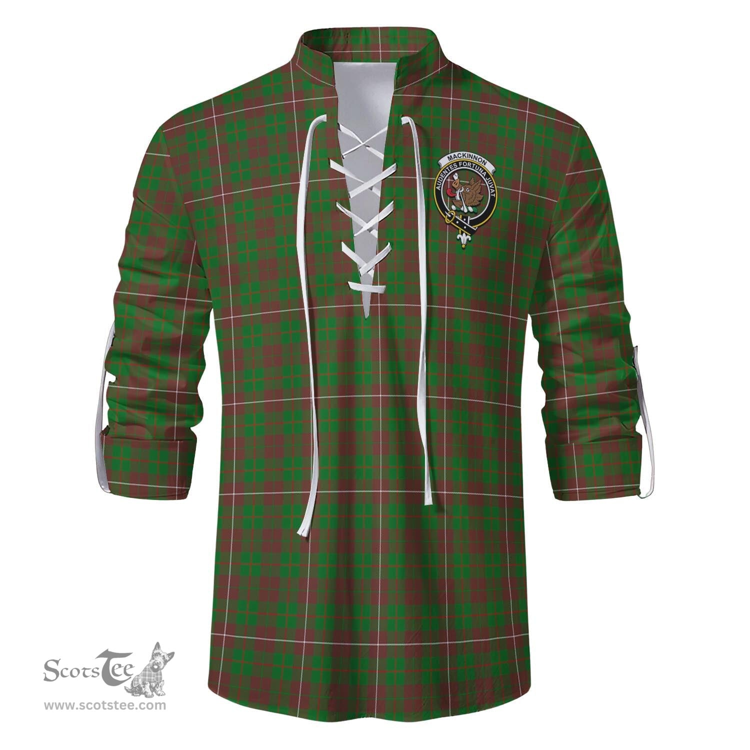 ScotsTee Shop Scottish MacKinnon Hunting Modern Clan Crest Tartan Mens Scottish Jacobite Ghillie Casual Shirt