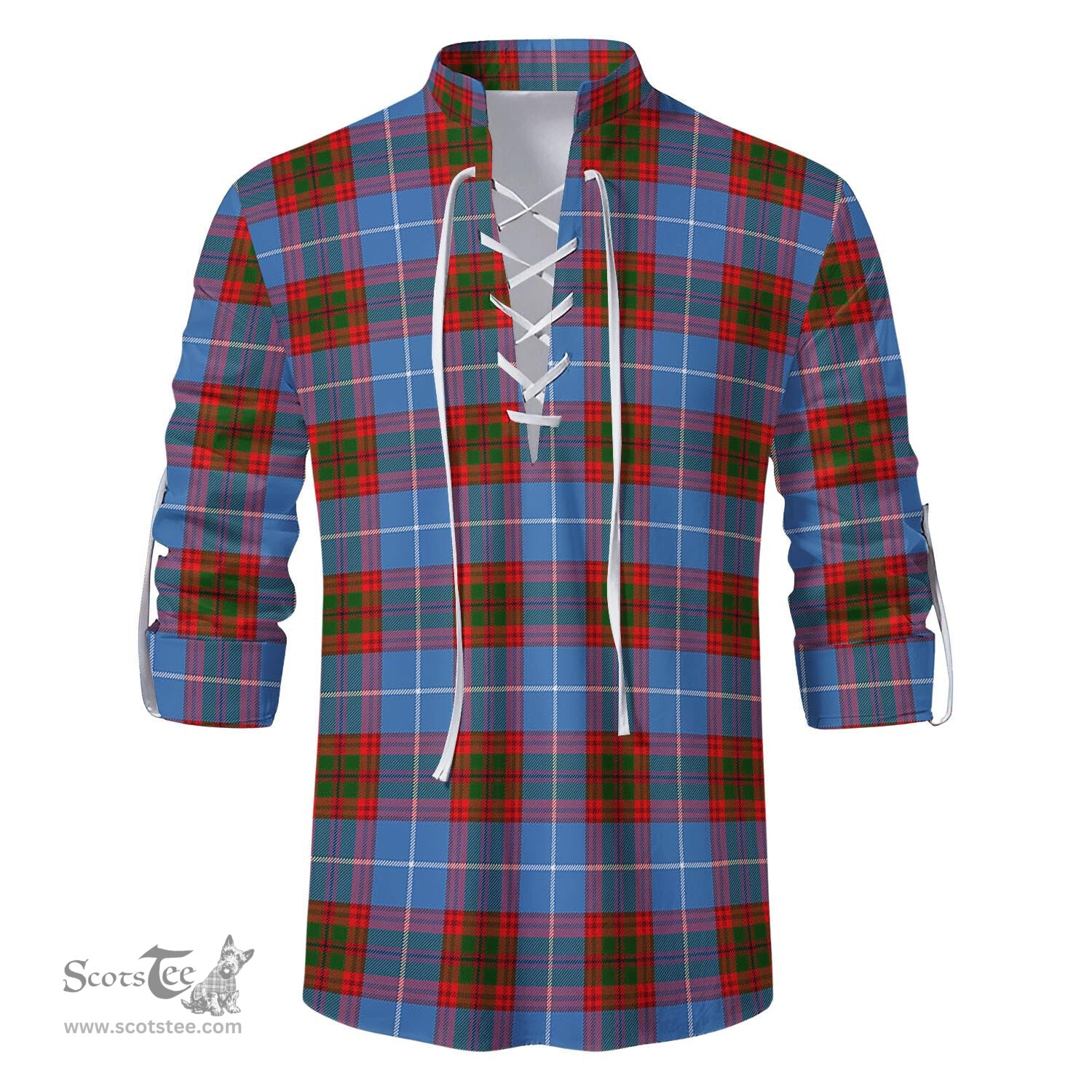 ScotsTee Shop Scottish Spalding Clan Tartan Mens Scottish Jacobite Ghillie Casual Shirt