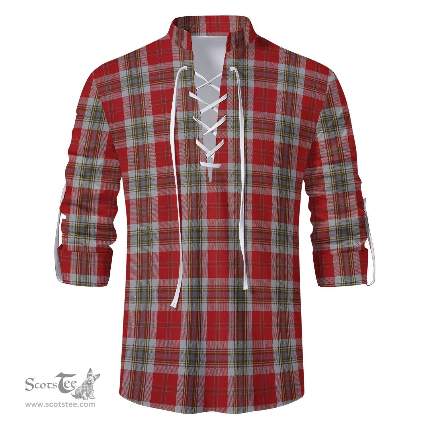 ScotsTee Shop Scottish MacLean of Duart Dress Red Clan Tartan Mens Scottish Jacobite Ghillie Casual Shirt