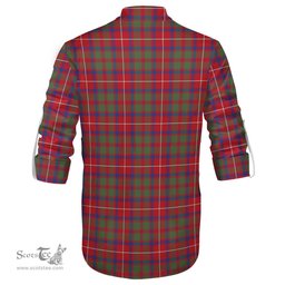 ScotsTee Shop Scottish Shaw Red Modern Clan Crest Tartan Mens Scottish Jacobite Ghillie Casual Shirt