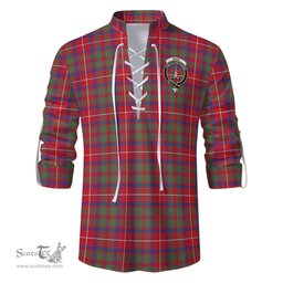 ScotsTee Shop Scottish Shaw Red Modern Clan Crest Tartan Mens Scottish Jacobite Ghillie Casual Shirt