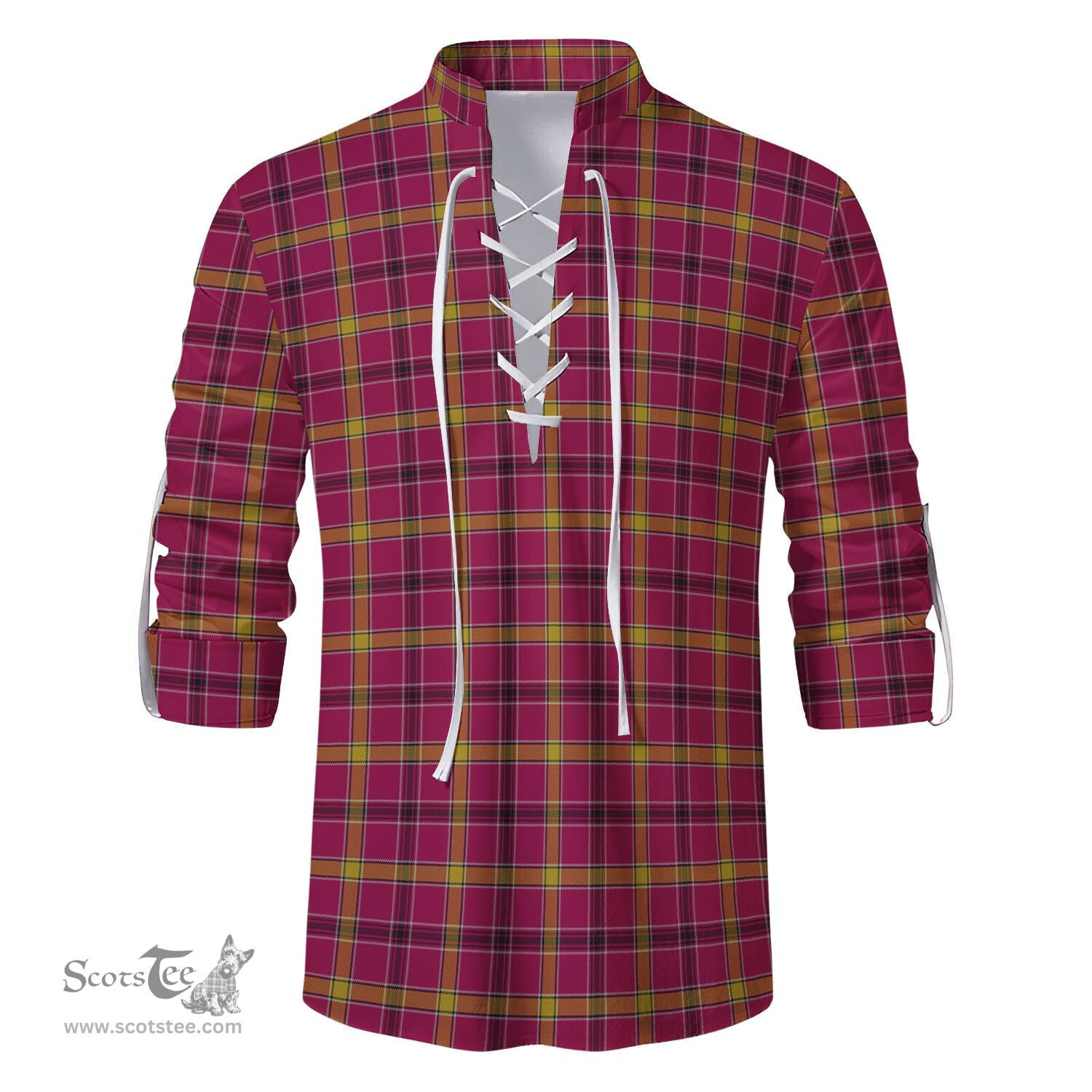 ScotsTee Shop Scottish O'Meehan Clan Tartan Mens Scottish Jacobite Ghillie Casual Shirt