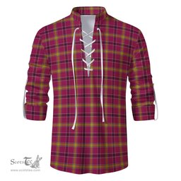 ScotsTee Shop Scottish O'Meehan Clan Tartan Mens Scottish Jacobite Ghillie Casual Shirt