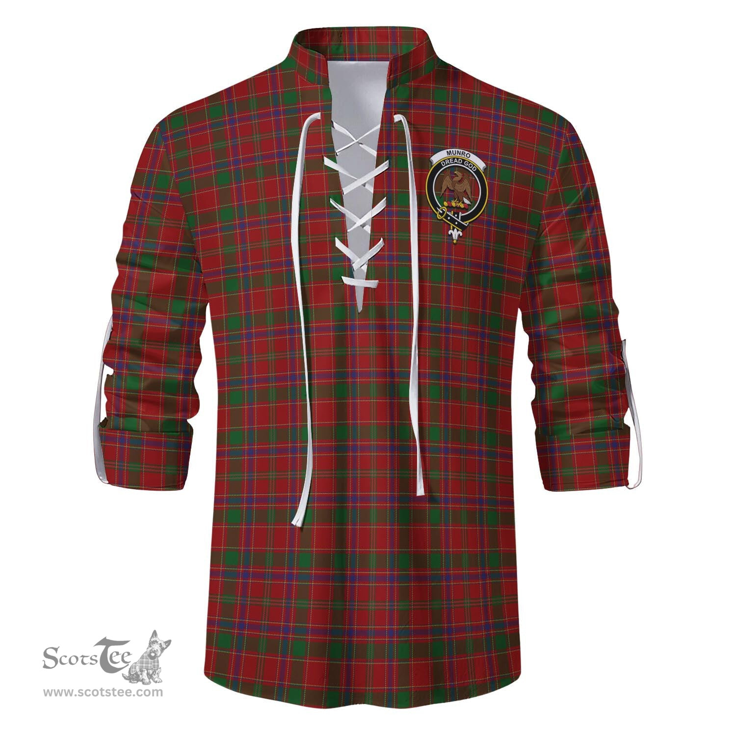 ScotsTee Shop Scottish Munro Clan Crest Tartan Mens Scottish Jacobite Ghillie Casual Shirt