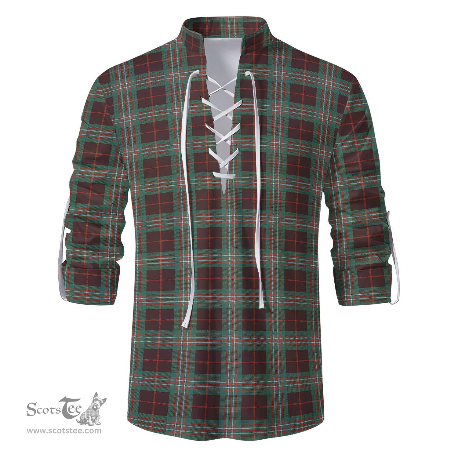 ScotsTee Shop Scottish Scott Brown Ancient Clan Tartan Mens Scottish Jacobite Ghillie Casual Shirt