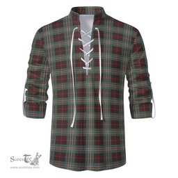 ScotsTee Shop Scottish Scott Brown Ancient Clan Tartan Mens Scottish Jacobite Ghillie Casual Shirt