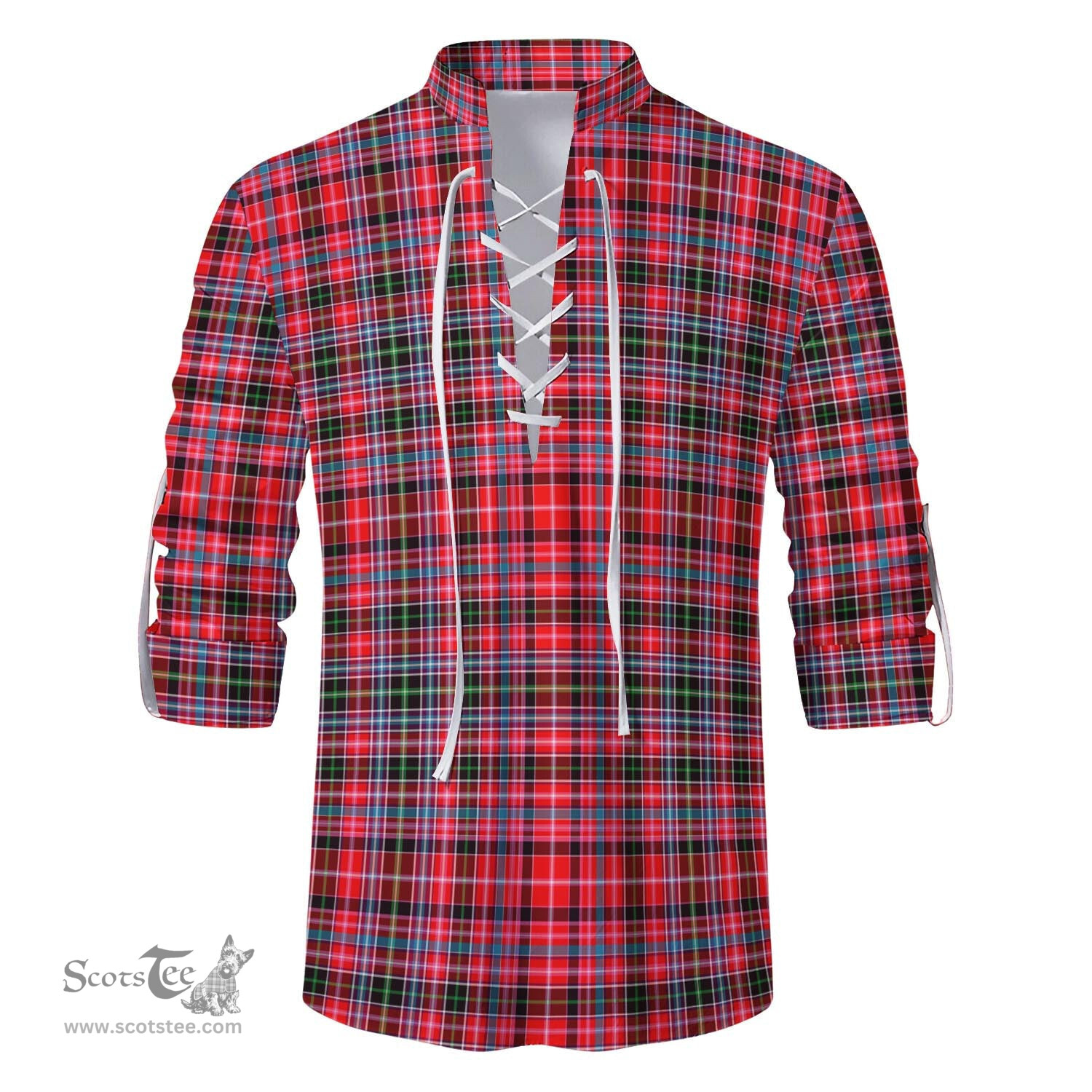 ScotsTee Shop Scottish Straiton Clan Tartan Mens Scottish Jacobite Ghillie Casual Shirt