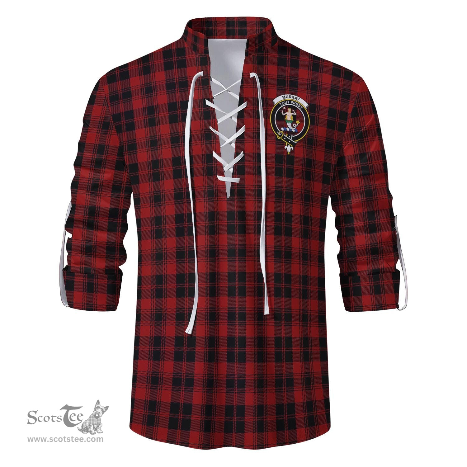 ScotsTee Shop Scottish Murray of Ochtertyre Clan Crest Tartan Mens Scottish Jacobite Ghillie Casual Shirt