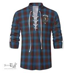 ScotsTee Shop Scottish Stewart Royal Blue Clan Crest Tartan Mens Scottish Jacobite Ghillie Casual Shirt