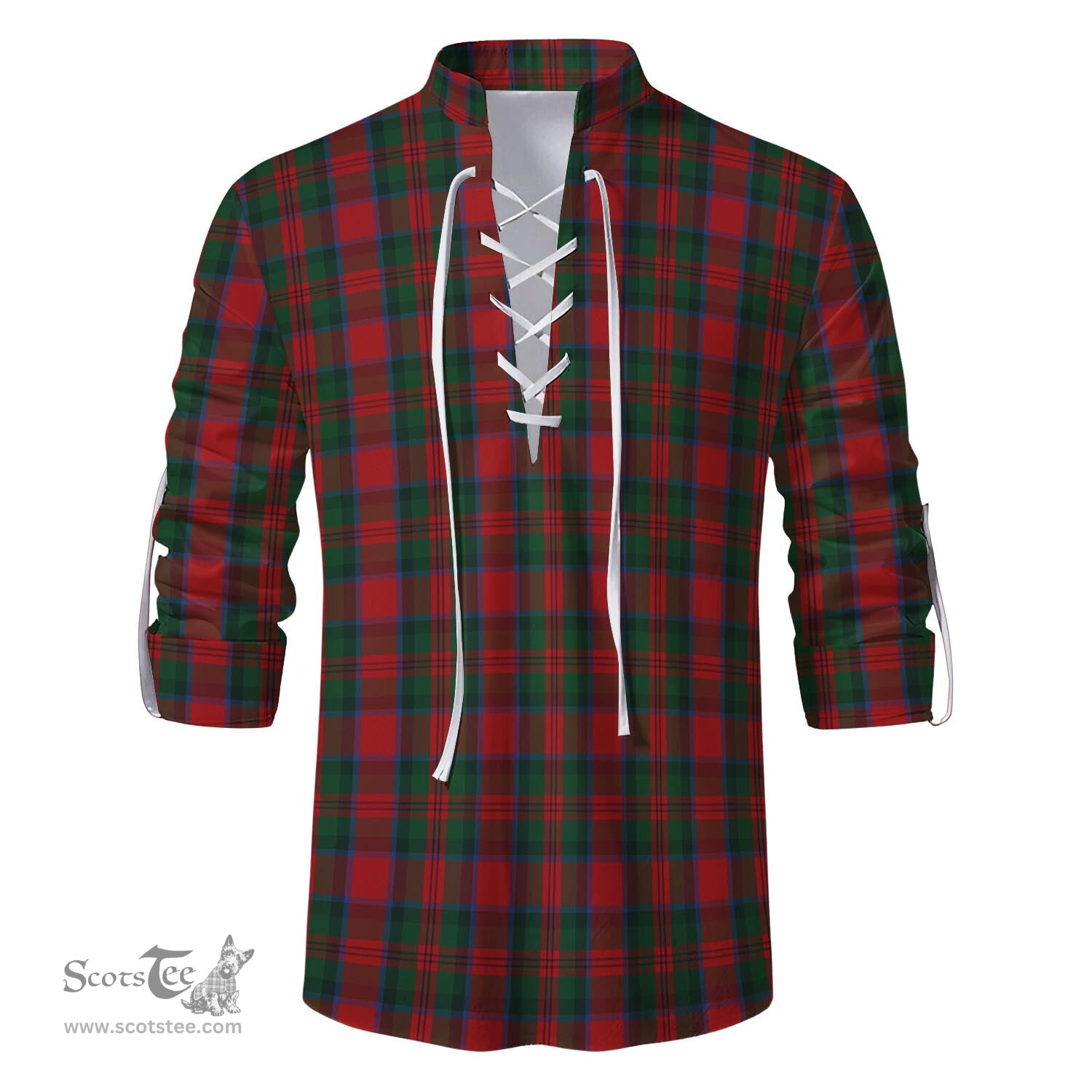 ScotsTee Shop Scottish MacDuff Clan Tartan Mens Scottish Jacobite Ghillie Casual Shirt