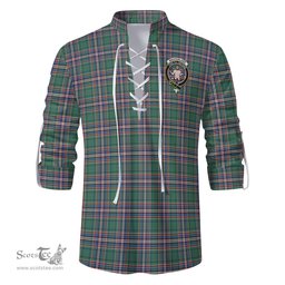 ScotsTee Shop Scottish MacFarlane Hunting Ancient Clan Crest Tartan Mens Scottish Jacobite Ghillie Casual Shirt
