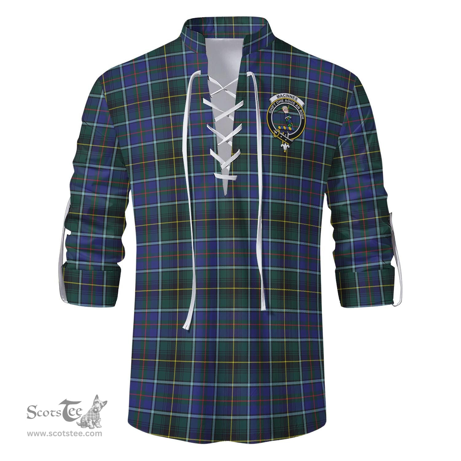 ScotsTee Shop Scottish MacInnes Modern Clan Crest Tartan Mens Scottish Jacobite Ghillie Casual Shirt