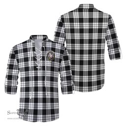 ScotsTee Shop Scottish MacFarlane Black White Clan Crest Tartan Mens Scottish Jacobite Ghillie Casual Shirt