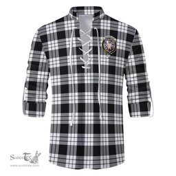 ScotsTee Shop Scottish MacFarlane Black White Clan Crest Tartan Mens Scottish Jacobite Ghillie Casual Shirt
