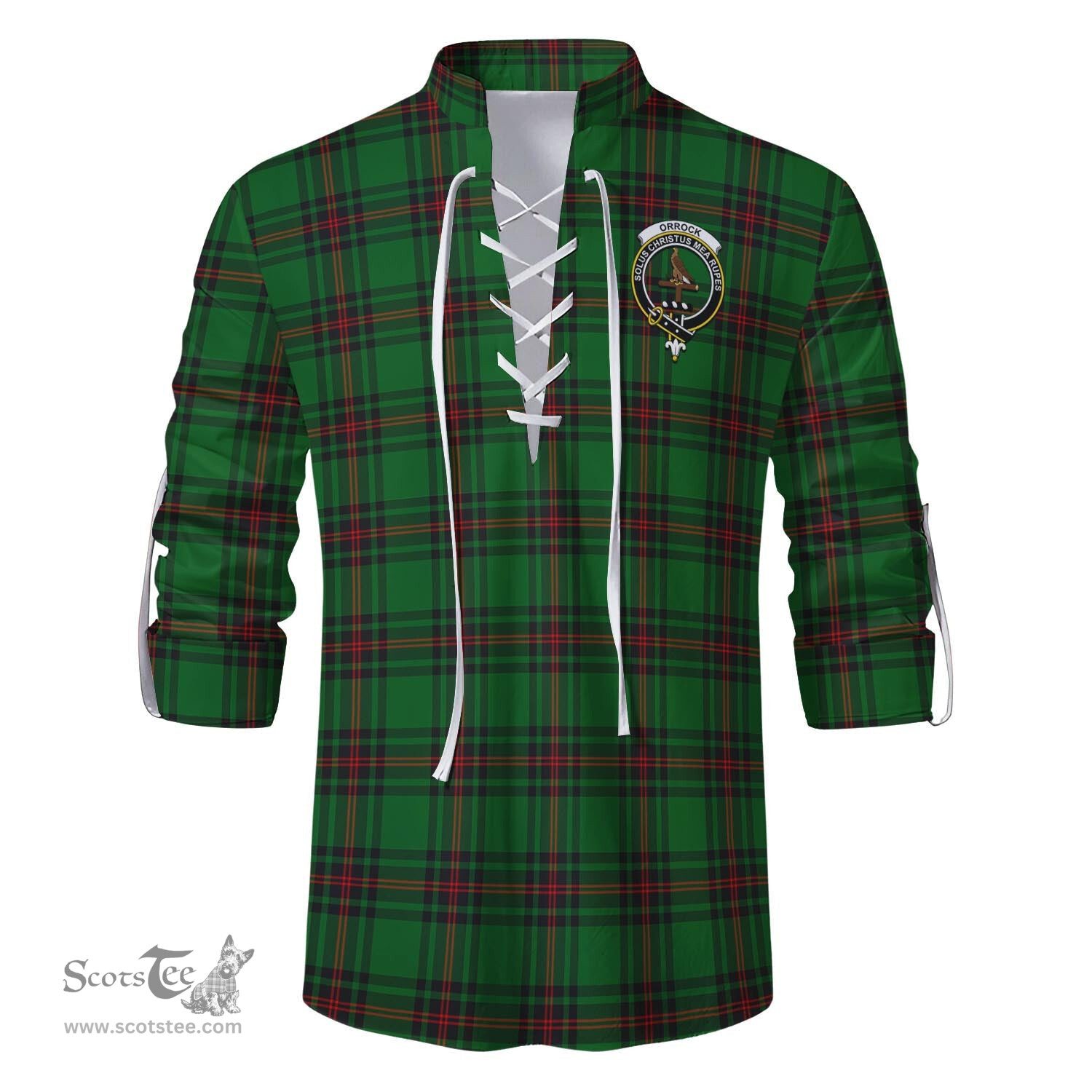 ScotsTee Shop Scottish Orrock Clan Crest Tartan Mens Scottish Jacobite Ghillie Casual Shirt