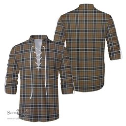 ScotsTee Shop Scottish Thomson Camel Clan Tartan Mens Scottish Jacobite Ghillie Casual Shirt