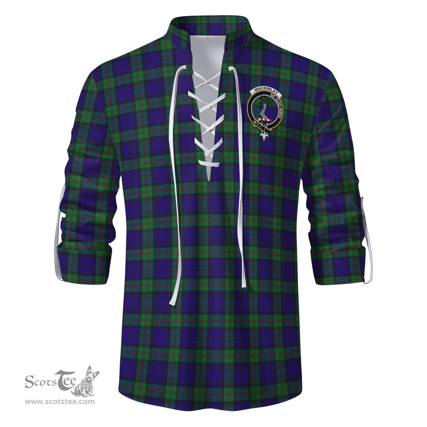 ScotsTee Shop Scottish MacKinlay Modern Clan Crest Tartan Mens Scottish Jacobite Ghillie Casual Shirt