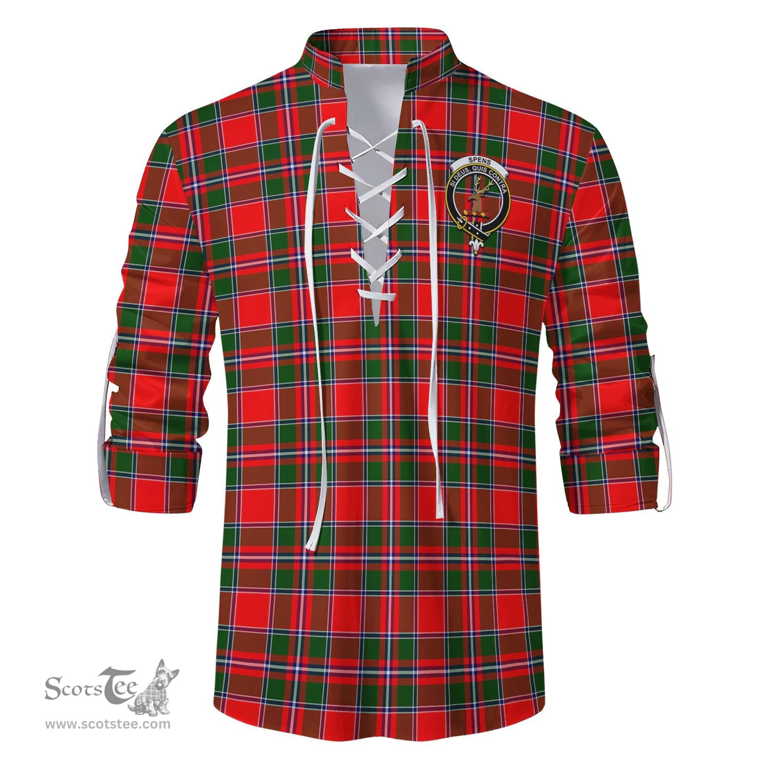 ScotsTee Shop Scottish Spens Modern Clan Crest Tartan Mens Scottish Jacobite Ghillie Casual Shirt