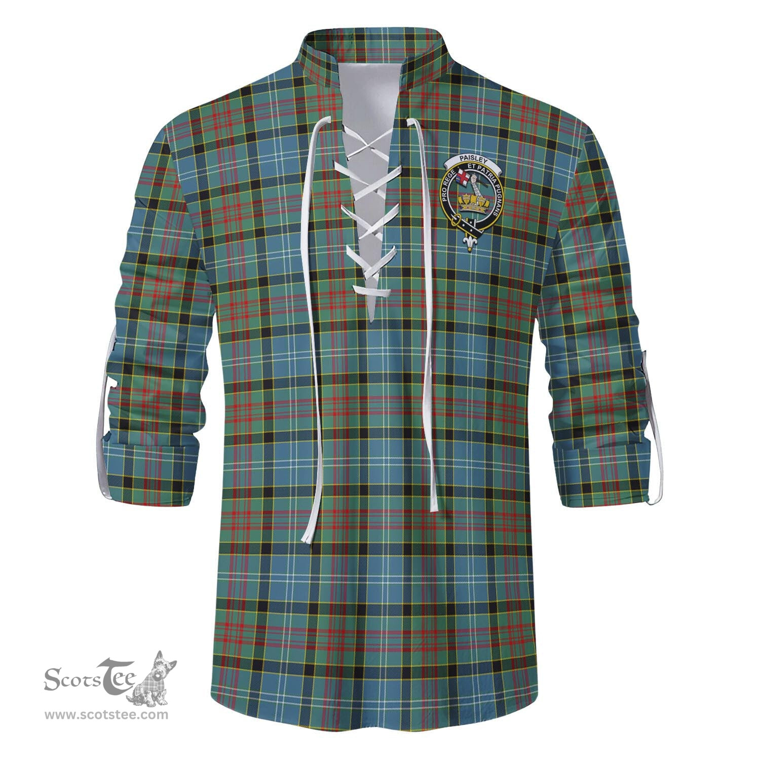 ScotsTee Shop Scottish Paisley Clan Crest Tartan Mens Scottish Jacobite Ghillie Casual Shirt
