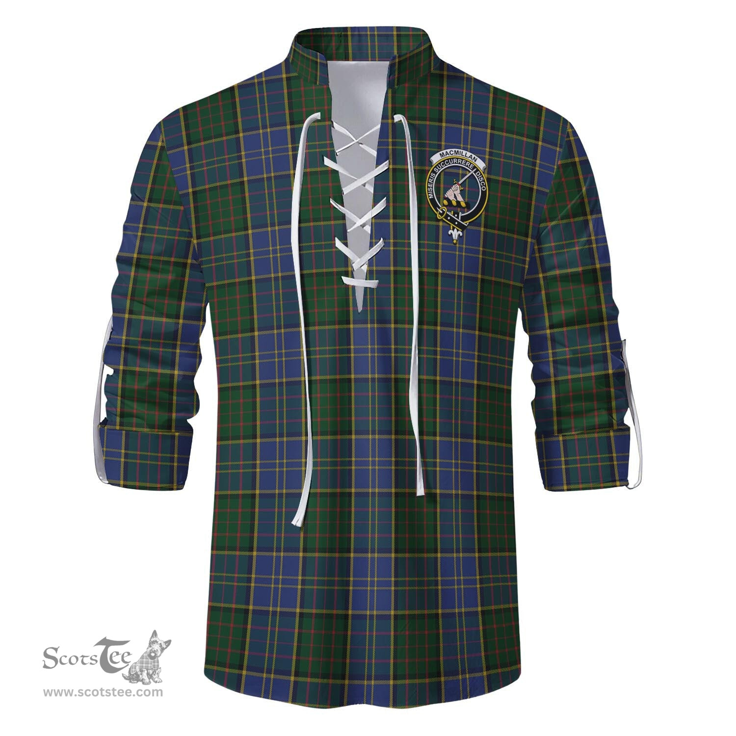 ScotsTee Shop Scottish MacMillan Hunting Clan Crest Tartan Mens Scottish Jacobite Ghillie Casual Shirt
