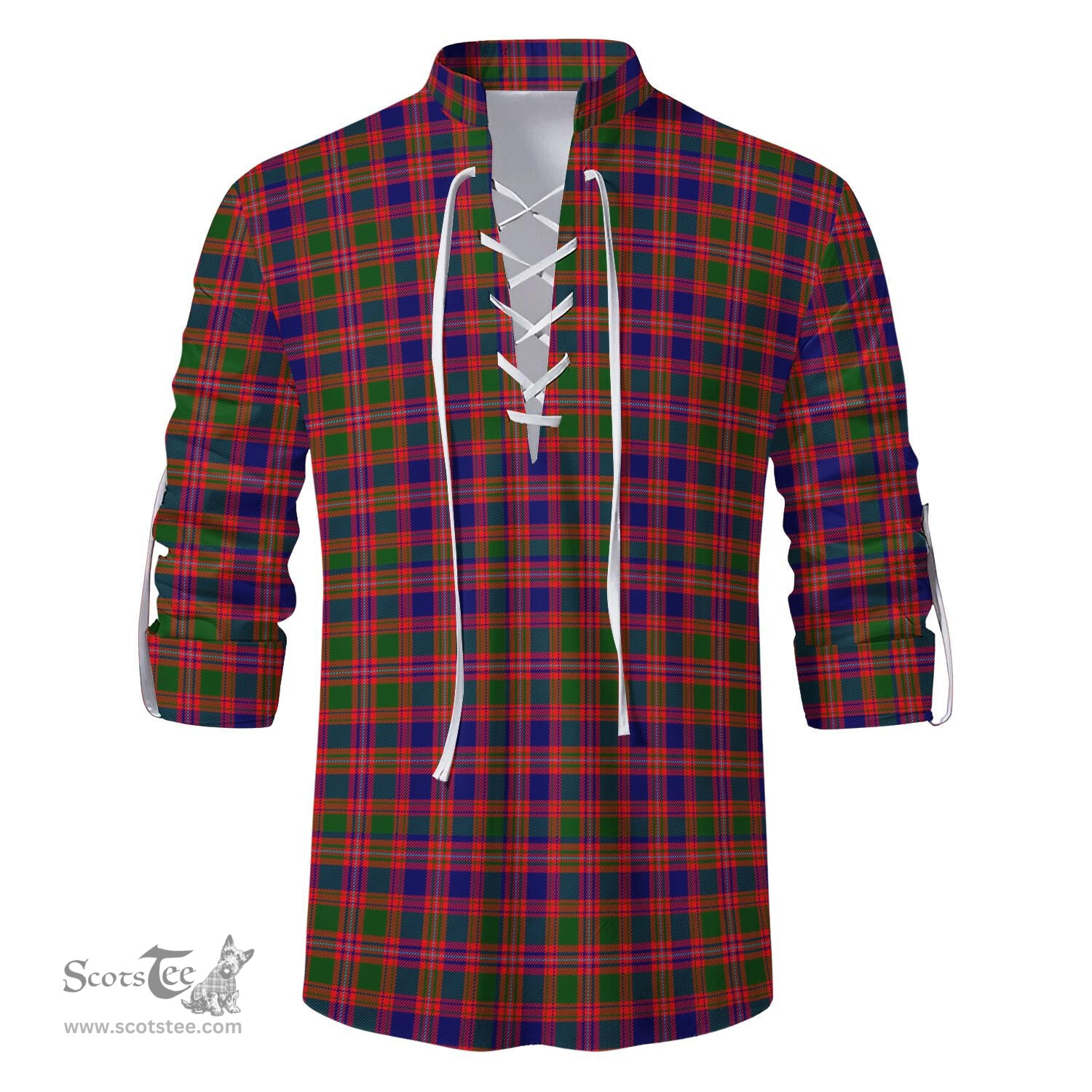 ScotsTee Shop Scottish Wright Clan Tartan Mens Scottish Jacobite Ghillie Casual Shirt