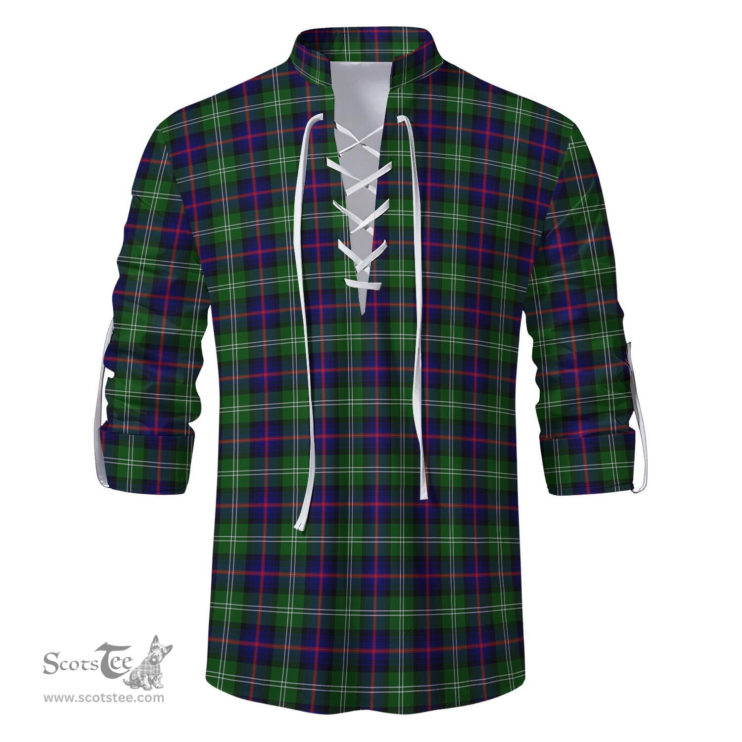 ScotsTee Shop Scottish Sutherland Modern Clan Tartan Mens Scottish Jacobite Ghillie Casual Shirt