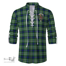 ScotsTee Shop Scottish Spottiswood Clan Crest Tartan Mens Scottish Jacobite Ghillie Casual Shirt