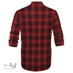 ScotsTee Shop Scottish Munro Black and Red Clan Crest Tartan Mens Scottish Jacobite Ghillie Casual Shirt