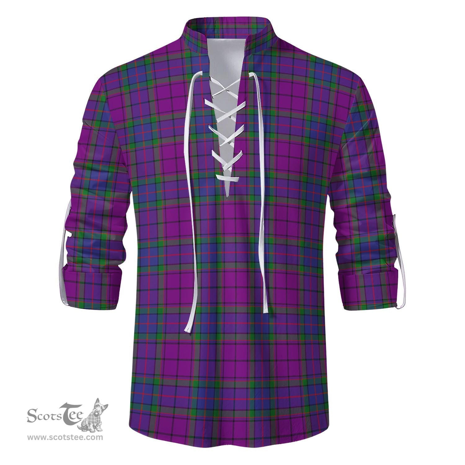 ScotsTee Shop Scottish Wardlaw Modern Clan Tartan Mens Scottish Jacobite Ghillie Casual Shirt