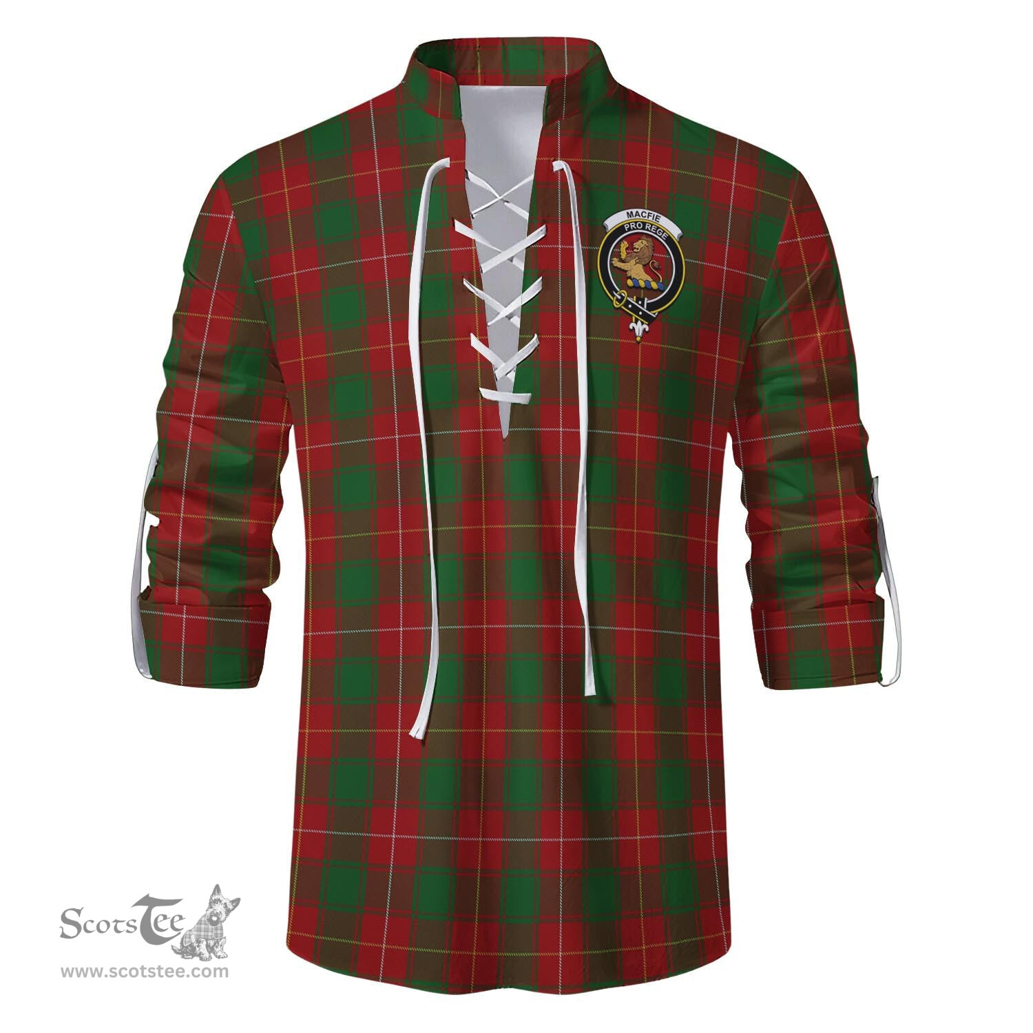ScotsTee Shop Scottish MacFie Clan Crest Tartan Mens Scottish Jacobite Ghillie Casual Shirt