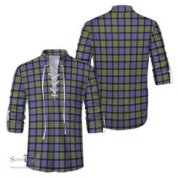 ScotsTee Shop Scottish MacDonald Ancient Clan Tartan Mens Scottish Jacobite Ghillie Casual Shirt