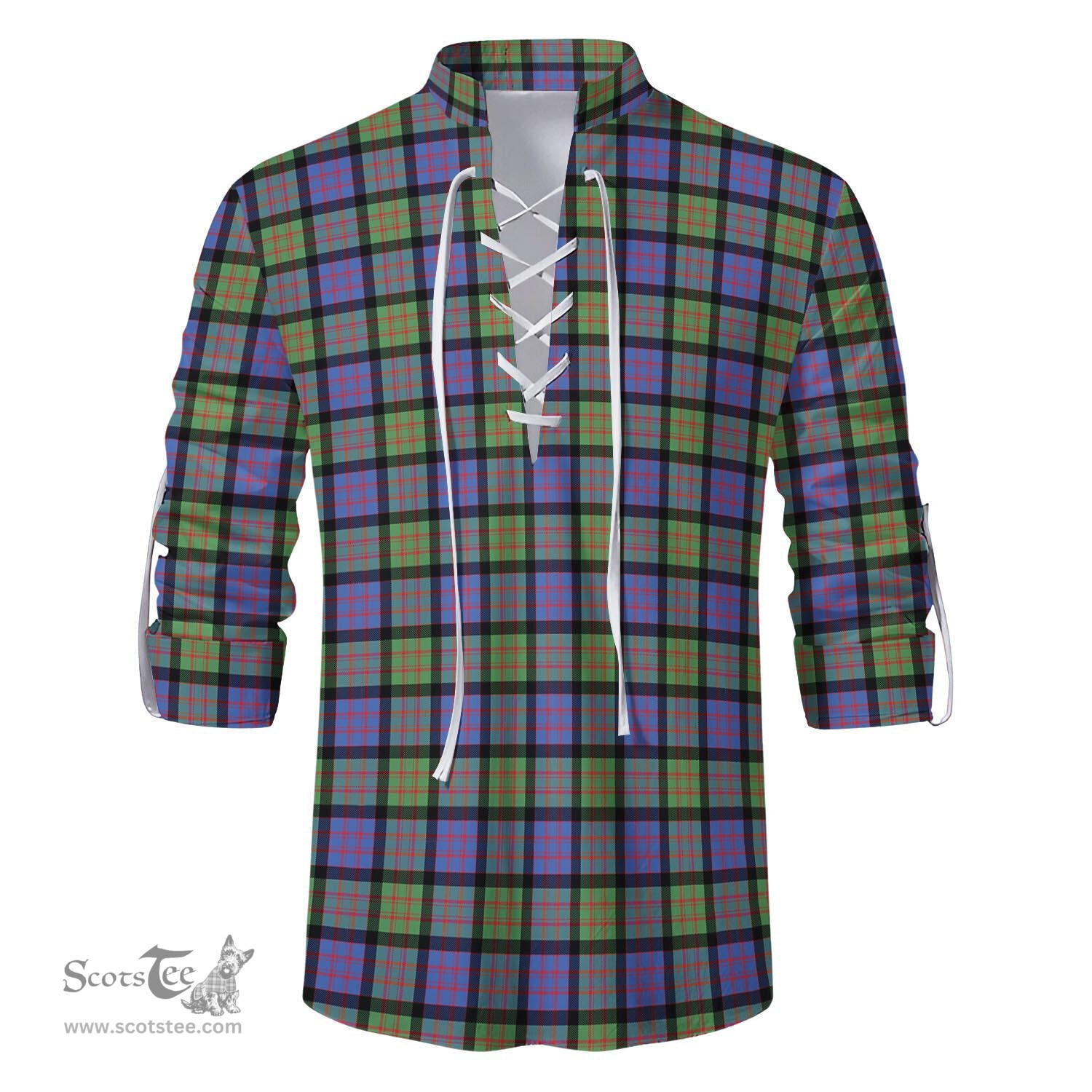 ScotsTee Shop Scottish MacDonald Ancient Clan Tartan Mens Scottish Jacobite Ghillie Casual Shirt