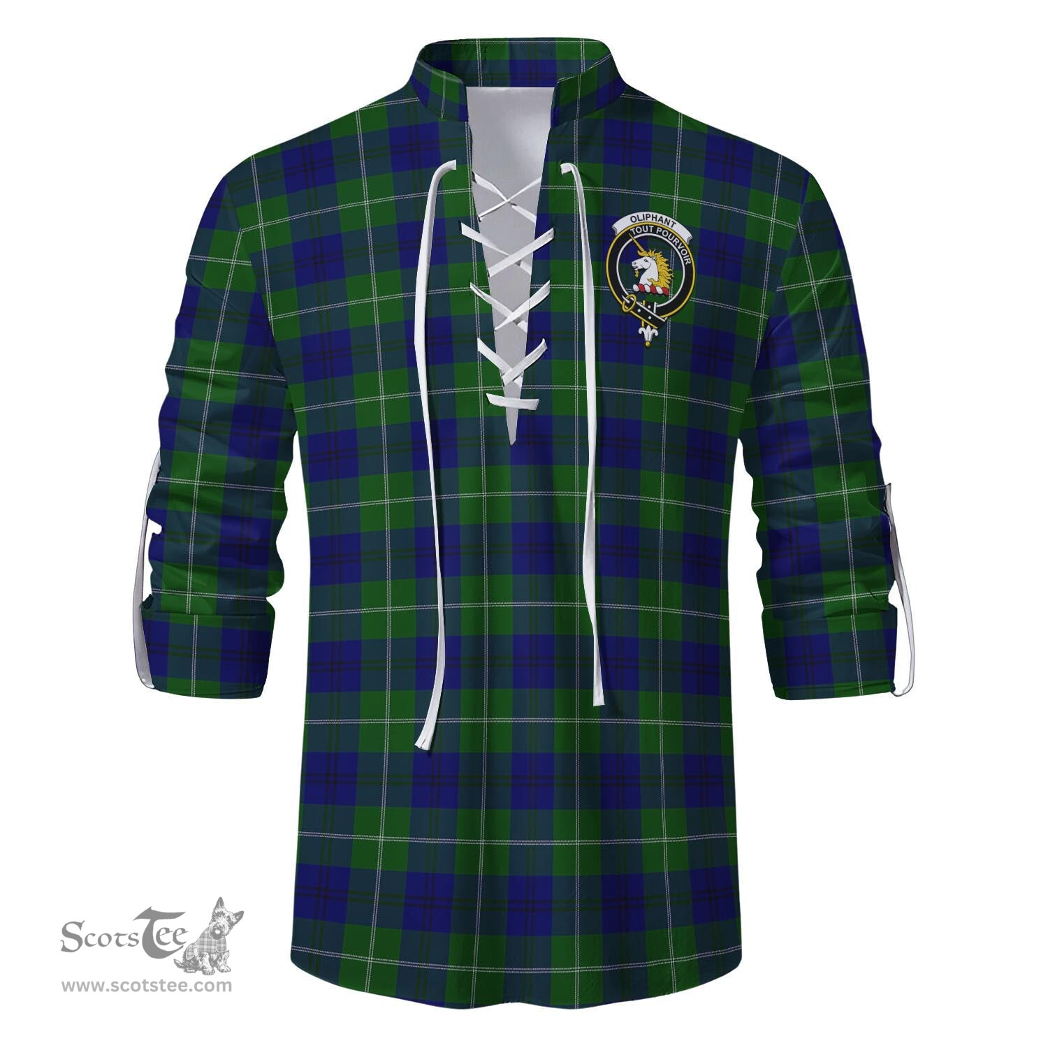 ScotsTee Shop Scottish Oliphant Modern Clan Crest Tartan Mens Scottish Jacobite Ghillie Casual Shirt
