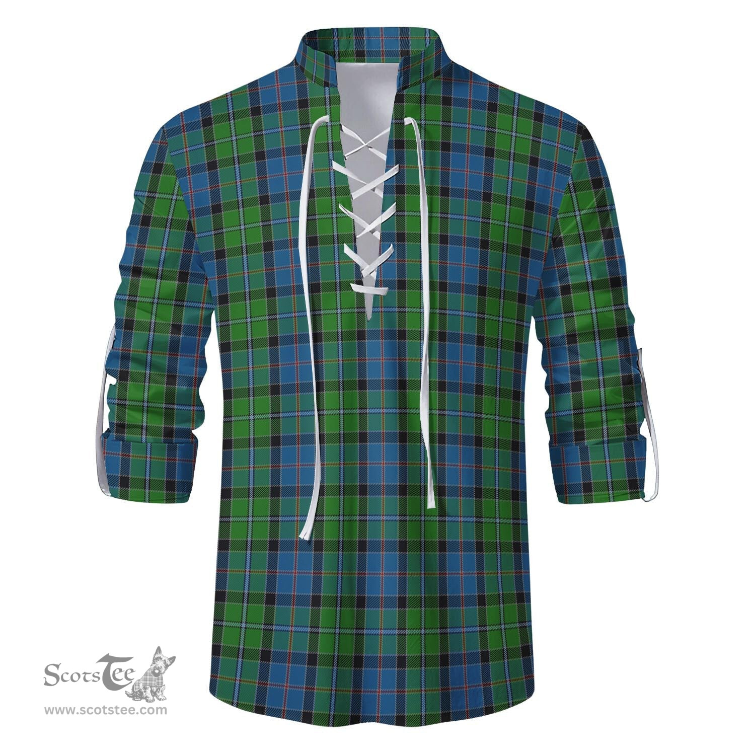 ScotsTee Shop Scottish Stirling Clan Tartan Mens Scottish Jacobite Ghillie Casual Shirt